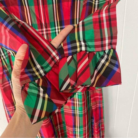VTG Handmade Long Tartan PLAID Prairie Dress Christmas 70-80s Sz XS-S (17” PTP) - Picture 3 of 14